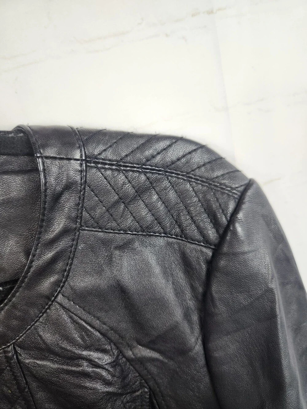 Tory Burch Daphne Black Lambskin Leather Quilted Moto Jacket Size 8-10